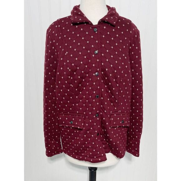 Línea Louis Dell’Olio Polka Dot Quilted Jacket Zip Up Buttons Red XL Extra Large - Picture 1 of 13